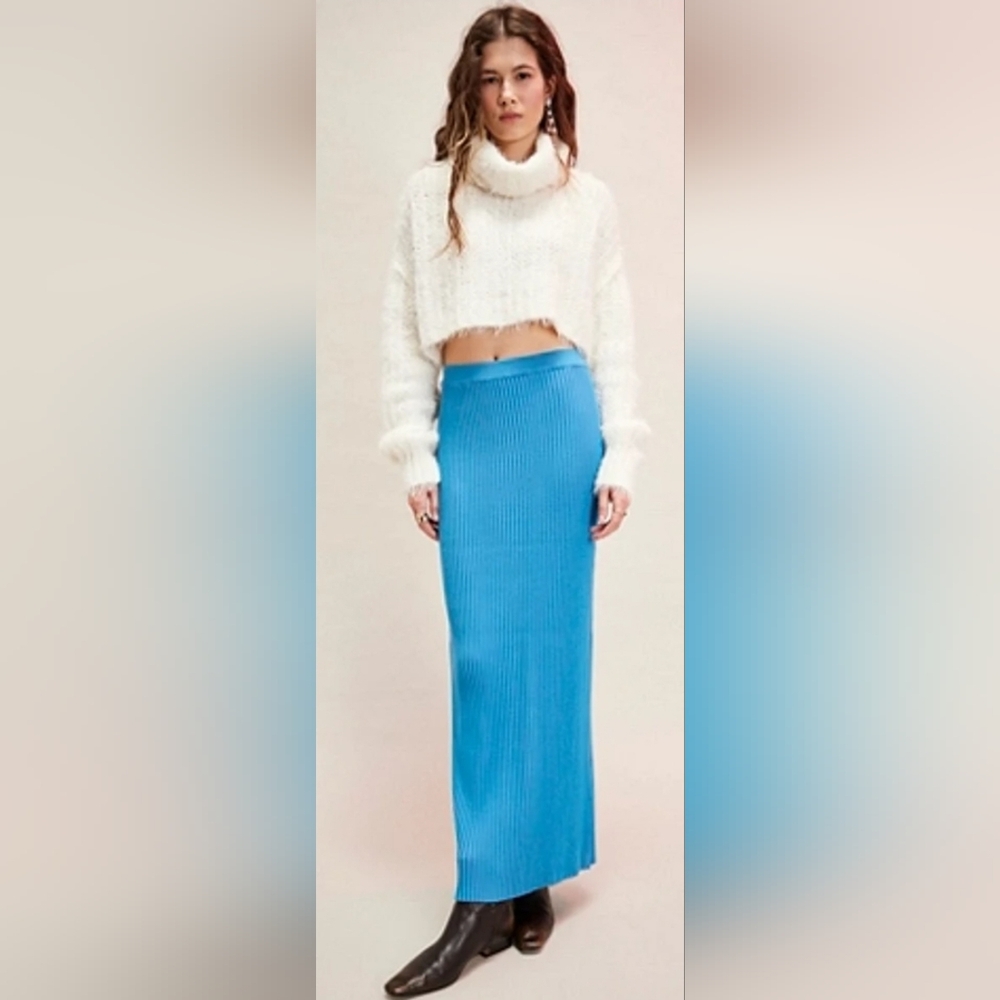 Free People Clara Maxi Skirt In Baywatch Blue